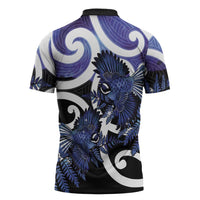 Piwakawaka New Zealand Matariki Zipper Polo Shirt Maori New Year Silver Fern Purple Galaxy LT14 - Polynesian Pride