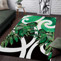 Piwakawaka New Zealand Matariki Area Rug Maori New Year Silver Fern Green Galaxy LT14 Green - Polynesian Pride