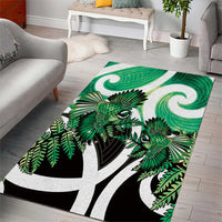 Piwakawaka New Zealand Matariki Area Rug Maori New Year Silver Fern Green Galaxy LT14 - Polynesian Pride