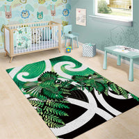 Piwakawaka New Zealand Matariki Area Rug Maori New Year Silver Fern Green Galaxy LT14 - Polynesian Pride