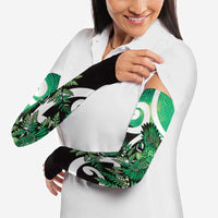 Piwakawaka New Zealand Matariki Arm Sleeves Maori New Year Silver Fern Green Galaxy LT14 - Polynesian Pride