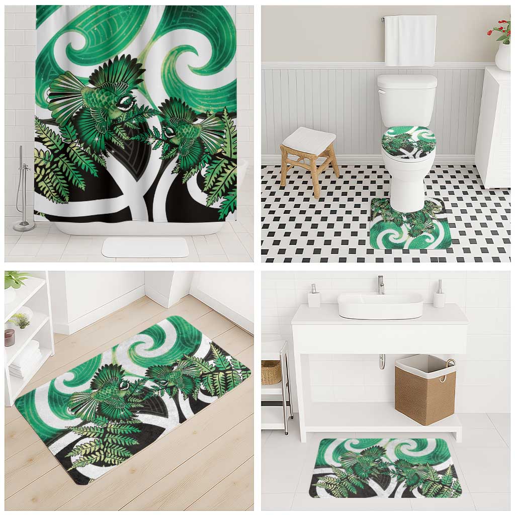Piwakawaka New Zealand Matariki Bathroom Set Maori New Year Silver Fern Green Galaxy LT14 - Polynesian Pride