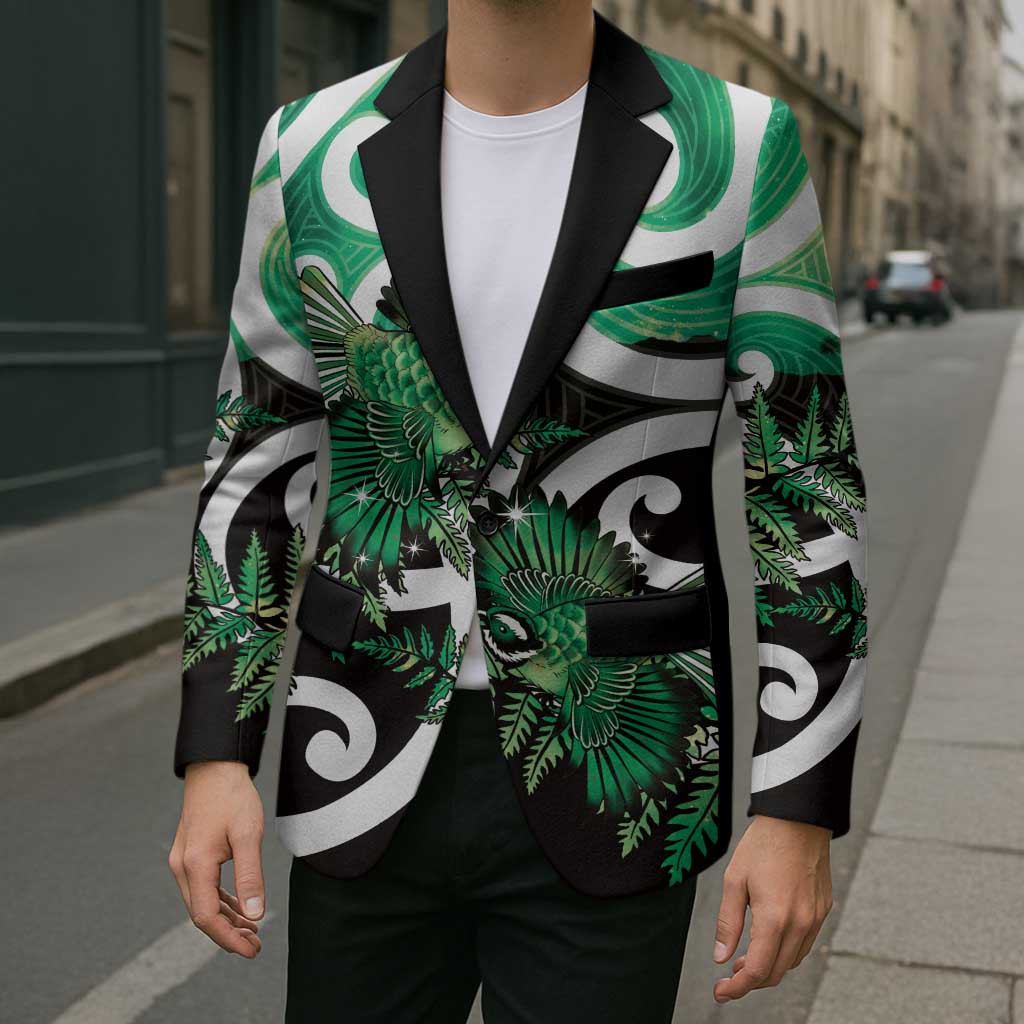 Piwakawaka New Zealand Matariki Blazer Maori New Year Silver Fern Green Galaxy LT14 - Polynesian Pride