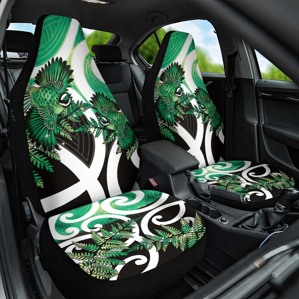 Piwakawaka New Zealand Matariki Car Seat Cover Maori New Year Silver Fern Green Galaxy
