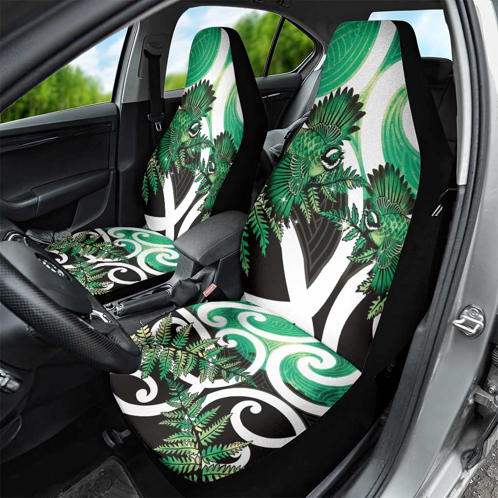 Piwakawaka New Zealand Matariki Car Seat Cover Maori New Year Silver Fern Green Galaxy LT14 - Polynesian Pride