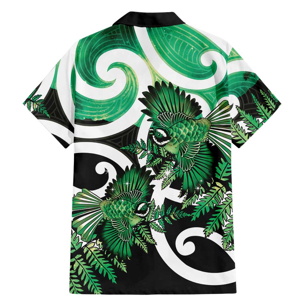 Piwakawaka New Zealand Matariki Family Matching Long Sleeve Bodycon Dress and Hawaiian Shirt Maori New Year Silver Fern Green Galaxy LT14 - Polynesian Pride