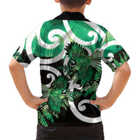 Piwakawaka New Zealand Matariki Family Matching Off Shoulder Maxi Dress and Hawaiian Shirt Maori New Year Silver Fern Green Galaxy LT14 - Polynesian Pride