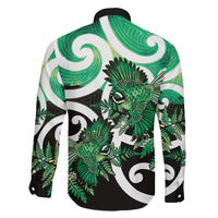 Piwakawaka New Zealand Matariki Family Matching Short Sleeve Bodycon Dress and Hawaiian Shirt Maori New Year Silver Fern Green Galaxy LT14 - Polynesian Pride