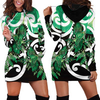 Piwakawaka New Zealand Matariki Hoodie Dress Maori New Year Silver Fern Green Galaxy LT14 - Polynesian Pride