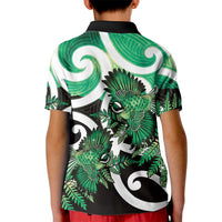 Piwakawaka New Zealand Matariki Kid Polo Shirt Maori New Year Silver Fern Green Galaxy LT14 - Polynesian Pride