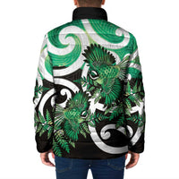 Piwakawaka New Zealand Matariki Padded Jacket Maori New Year Silver Fern Green Galaxy LT14 - Polynesian Pride