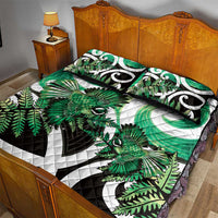 Piwakawaka New Zealand Matariki Quilt Bed Set Maori New Year Silver Fern Green Galaxy LT14 - Polynesian Pride