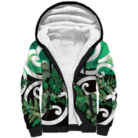 Piwakawaka New Zealand Matariki Sherpa Hoodie Maori New Year Silver Fern Green Galaxy LT14 Unisex Green - Polynesian Pride