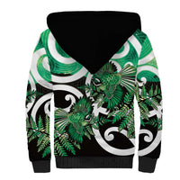 Piwakawaka New Zealand Matariki Sherpa Hoodie Maori New Year Silver Fern Green Galaxy LT14 - Polynesian Pride
