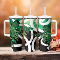 Piwakawaka New Zealand Matariki Tumbler With Handle Maori New Year Silver Fern Green Galaxy LT14 - Polynesian Pride