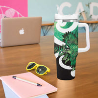 Piwakawaka New Zealand Matariki Tumbler With Handle Maori New Year Silver Fern Green Galaxy LT14 - Polynesian Pride