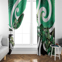 Piwakawaka New Zealand Matariki Window Curtain Maori New Year Silver Fern Green Galaxy LT14 - Polynesian Pride