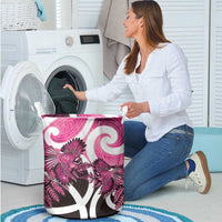 Piwakawaka New Zealand Matariki Laundry Basket Maori New Year Silver Fern Pink Galaxy LT14 - Polynesian Pride