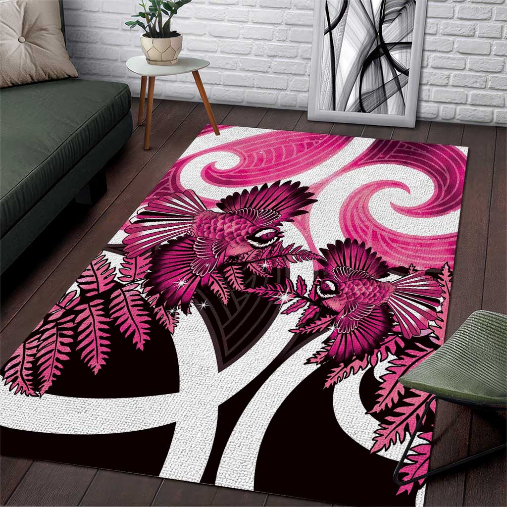 Piwakawaka New Zealand Matariki Area Rug Maori New Year Silver Fern Pink Galaxy LT14 Pink - Polynesian Pride