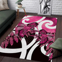 Piwakawaka New Zealand Matariki Area Rug Maori New Year Silver Fern Pink Galaxy LT14 Pink - Polynesian Pride