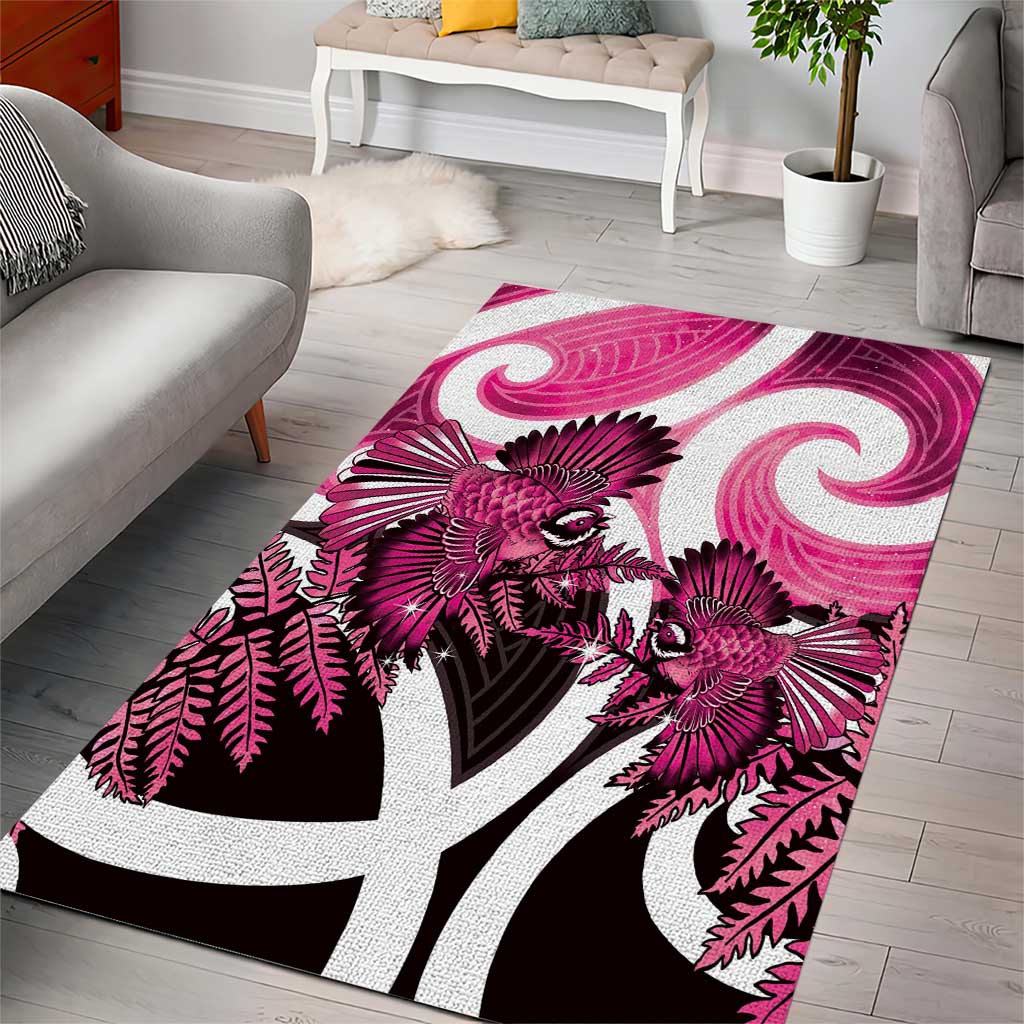 Piwakawaka New Zealand Matariki Area Rug Maori New Year Silver Fern Pink Galaxy LT14 - Polynesian Pride