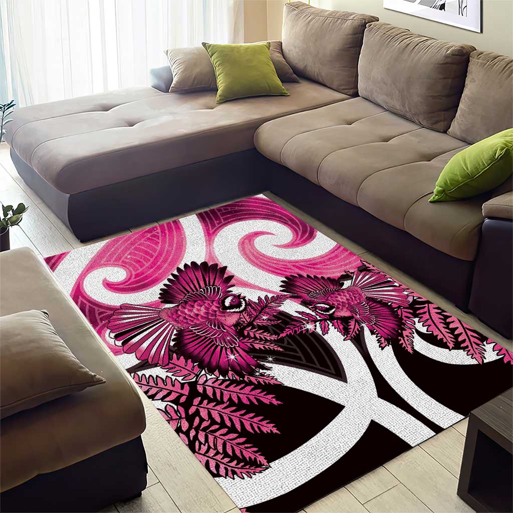 Piwakawaka New Zealand Matariki Area Rug Maori New Year Silver Fern Pink Galaxy LT14 - Polynesian Pride