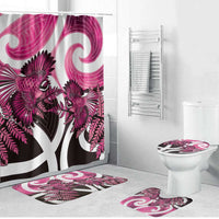 Piwakawaka New Zealand Matariki Bathroom Set Maori New Year Silver Fern Pink Galaxy LT14 Bathroom Set (4 pcs) Pink - Polynesian Pride