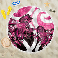 Piwakawaka New Zealand Matariki Beach Blanket Maori New Year Silver Fern Pink Galaxy LT14 One Size 150cm Pink - Polynesian Pride