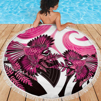 Piwakawaka New Zealand Matariki Beach Blanket Maori New Year Silver Fern Pink Galaxy LT14 - Polynesian Pride