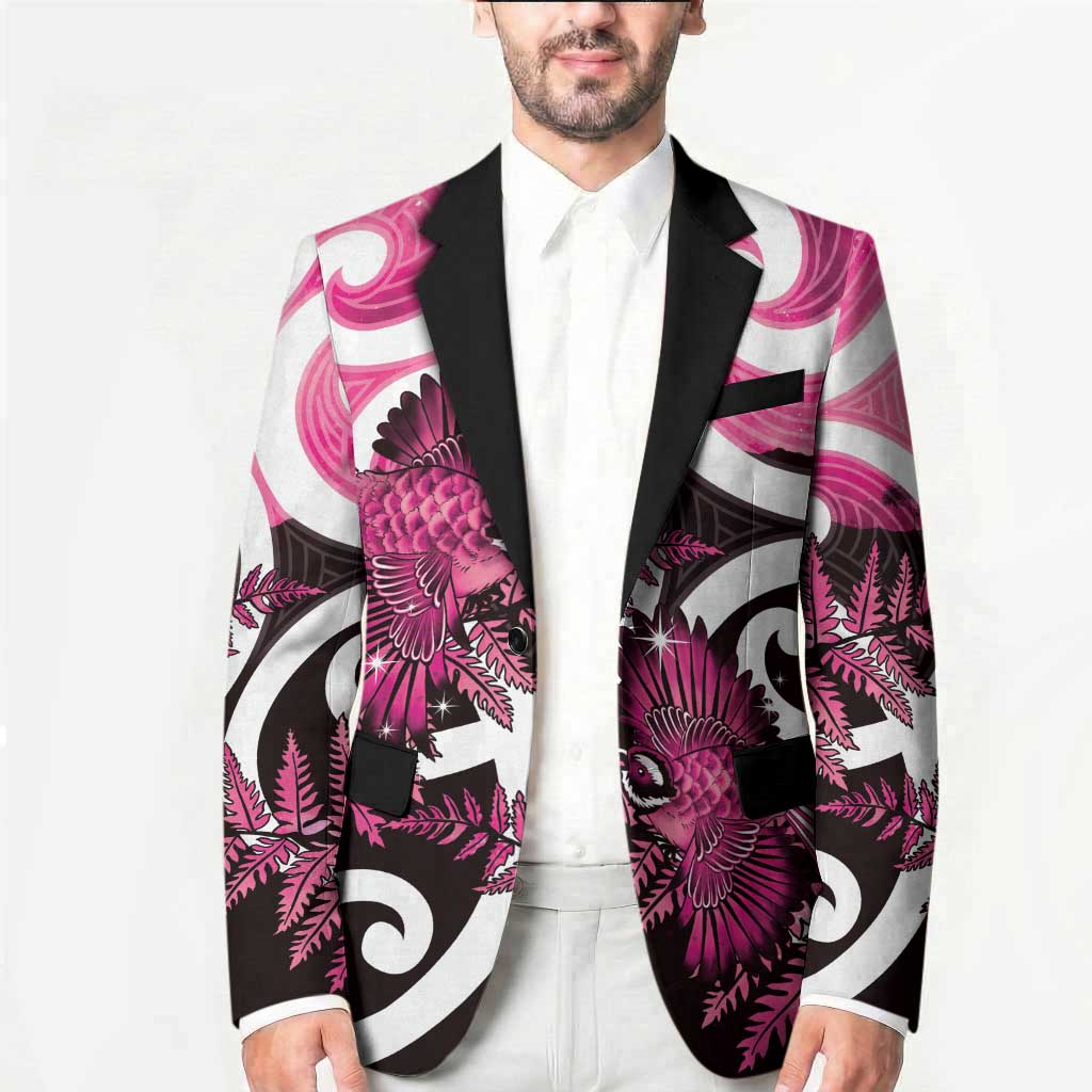 Piwakawaka New Zealand Matariki Blazer Maori New Year Silver Fern Pink Galaxy LT14 - Polynesian Pride