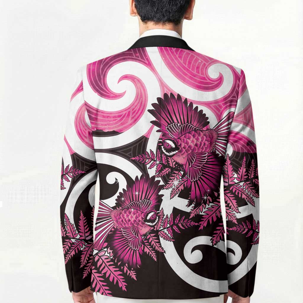 Piwakawaka New Zealand Matariki Blazer Maori New Year Silver Fern Pink Galaxy LT14 - Polynesian Pride