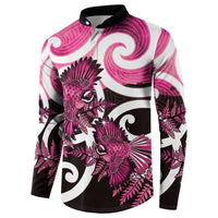Piwakawaka New Zealand Matariki Button Sweatshirt Maori New Year Silver Fern Pink Galaxy LT14 - Polynesian Pride