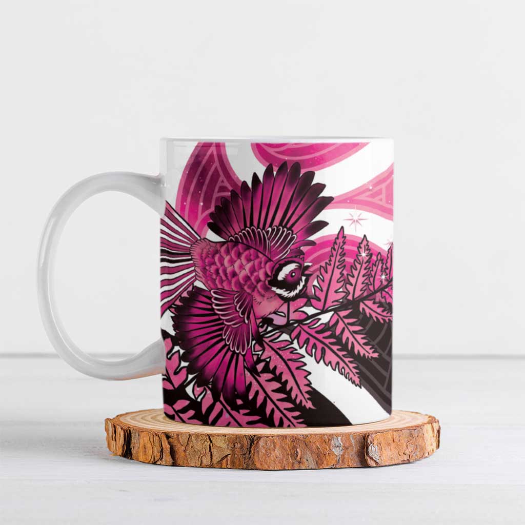 Piwakawaka New Zealand Matariki Ceramic Mug Maori New Year Silver Fern Pink Galaxy LT14 Pink - Polynesian Pride