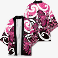 Piwakawaka New Zealand Matariki Kimono Maori New Year Silver Fern Pink Galaxy LT14 - Polynesian Pride