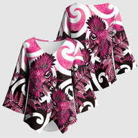 Piwakawaka New Zealand Matariki Kimono Sleeve Blouse Maori New Year Silver Fern Pink Galaxy LT14 - Polynesian Pride