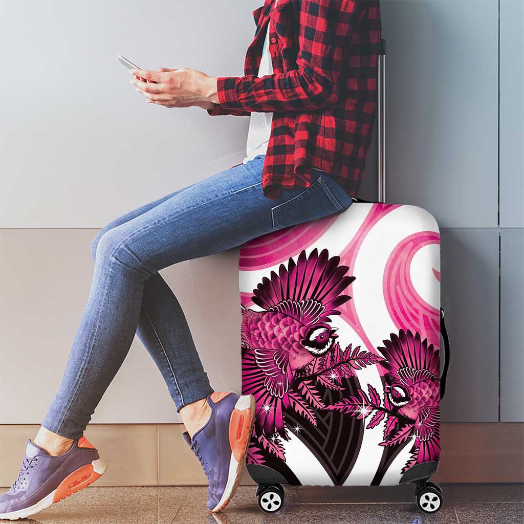 Piwakawaka New Zealand Matariki Luggage Cover Maori New Year Silver Fern Pink Galaxy LT14 - Polynesian Pride
