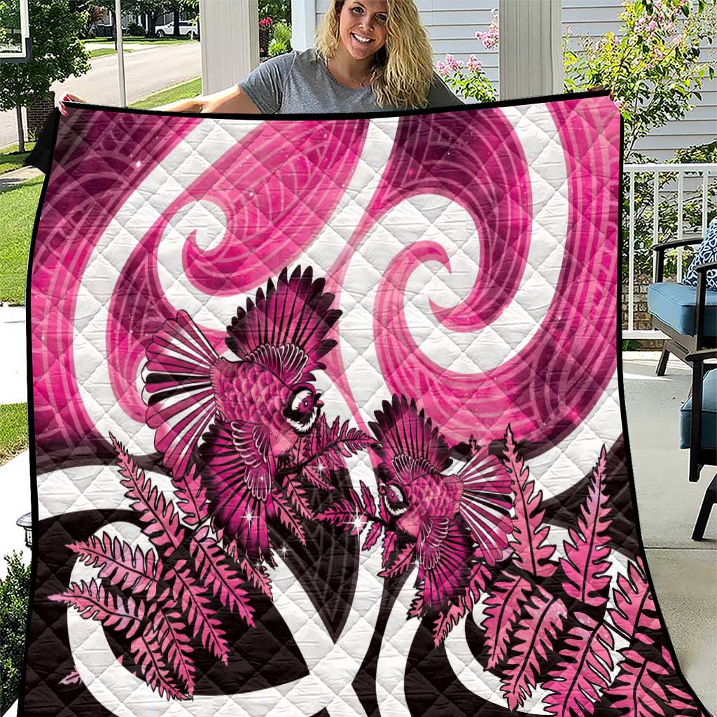 Piwakawaka New Zealand Matariki Quilt Maori New Year Silver Fern Pink Galaxy LT14 Pink - Polynesian Pride