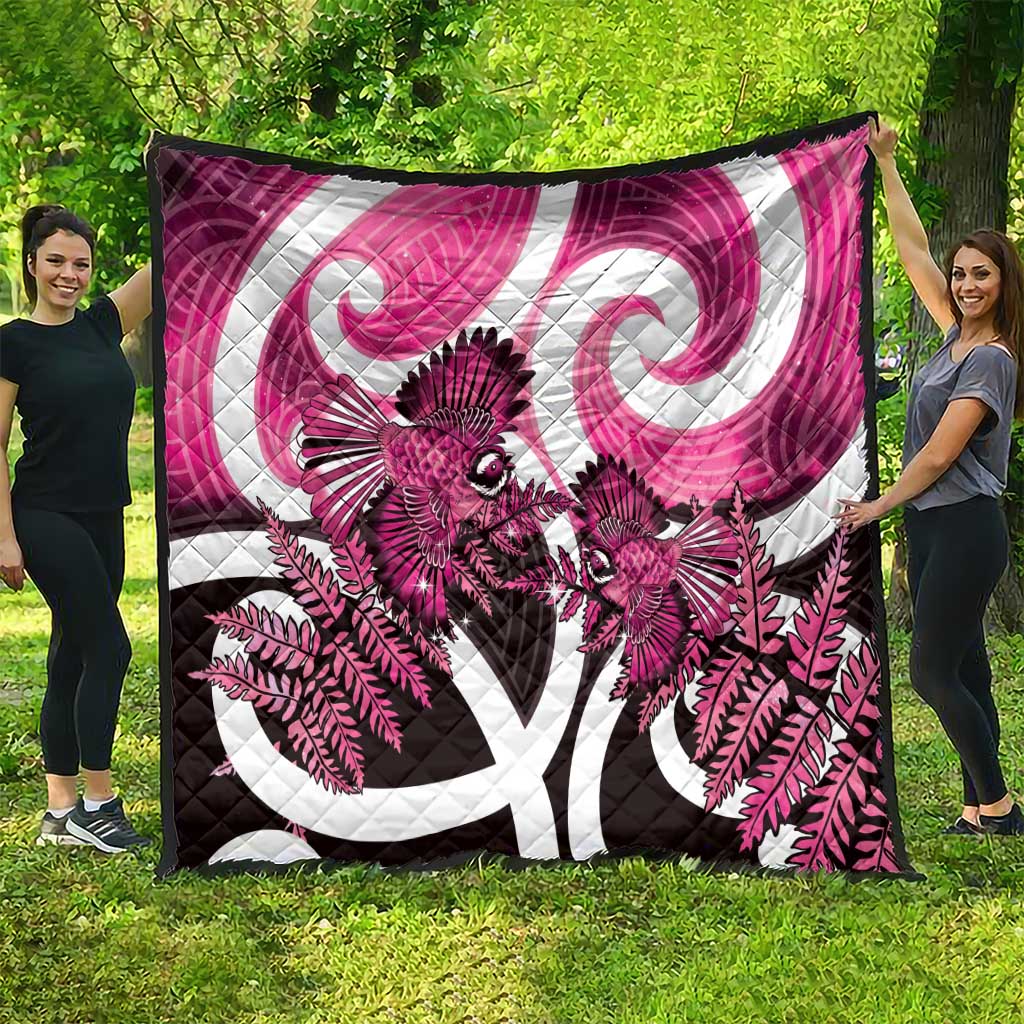 Piwakawaka New Zealand Matariki Quilt Maori New Year Silver Fern Pink Galaxy LT14 - Polynesian Pride