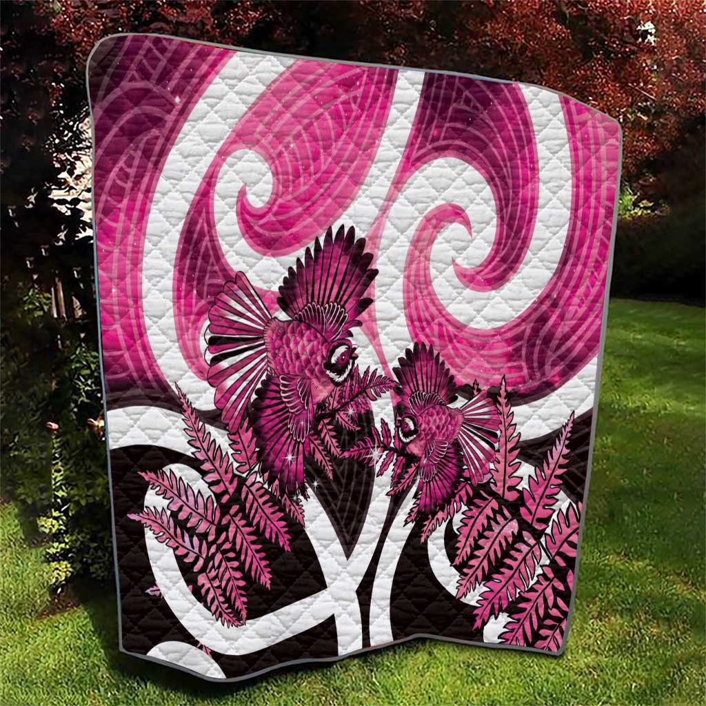 Piwakawaka New Zealand Matariki Quilt Maori New Year Silver Fern Pink Galaxy LT14 - Polynesian Pride