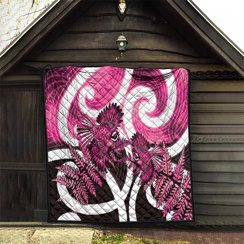 Piwakawaka New Zealand Matariki Quilt Maori New Year Silver Fern Pink Galaxy LT14 - Polynesian Pride