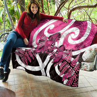 Piwakawaka New Zealand Matariki Quilt Maori New Year Silver Fern Pink Galaxy LT14 - Polynesian Pride