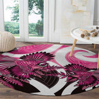 Piwakawaka New Zealand Matariki Round Carpet Maori New Year Silver Fern Pink Galaxy LT14 - Polynesian Pride