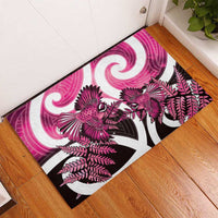 Piwakawaka New Zealand Matariki Rubber Doormat Maori New Year Silver Fern Pink Galaxy LT14 - Polynesian Pride