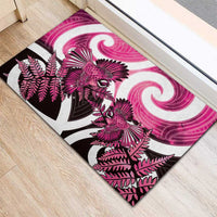 Piwakawaka New Zealand Matariki Rubber Doormat Maori New Year Silver Fern Pink Galaxy LT14 - Polynesian Pride