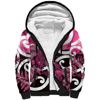 Piwakawaka New Zealand Matariki Sherpa Hoodie Maori New Year Silver Fern Pink Galaxy LT14 Unisex Pink - Polynesian Pride