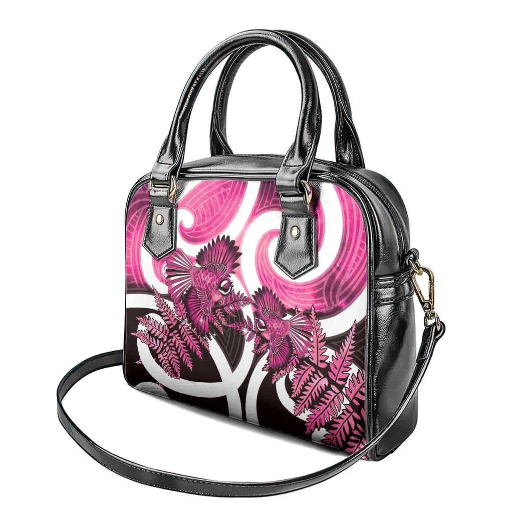 Piwakawaka New Zealand Matariki Shoulder Handbag Maori New Year Silver Fern Pink Galaxy LT14 - Polynesian Pride