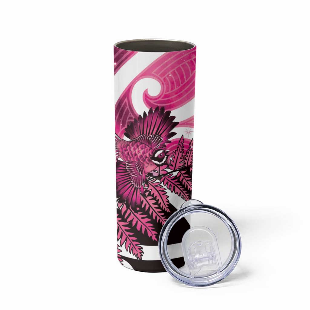 Piwakawaka New Zealand Matariki Skinny Tumbler Maori New Year Silver Fern Pink Galaxy LT14 - Polynesian Pride