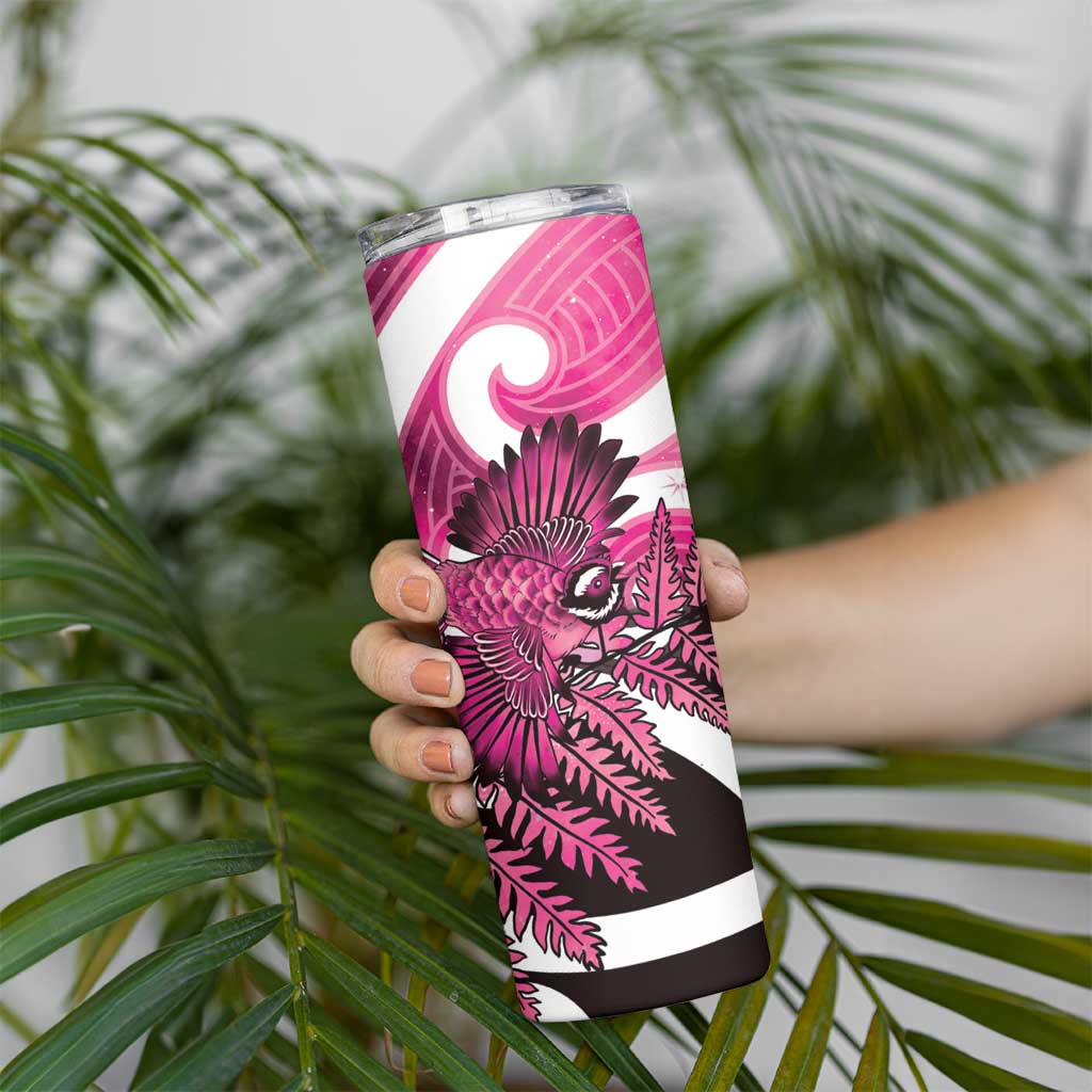 Piwakawaka New Zealand Matariki Skinny Tumbler Maori New Year Silver Fern Pink Galaxy LT14 - Polynesian Pride