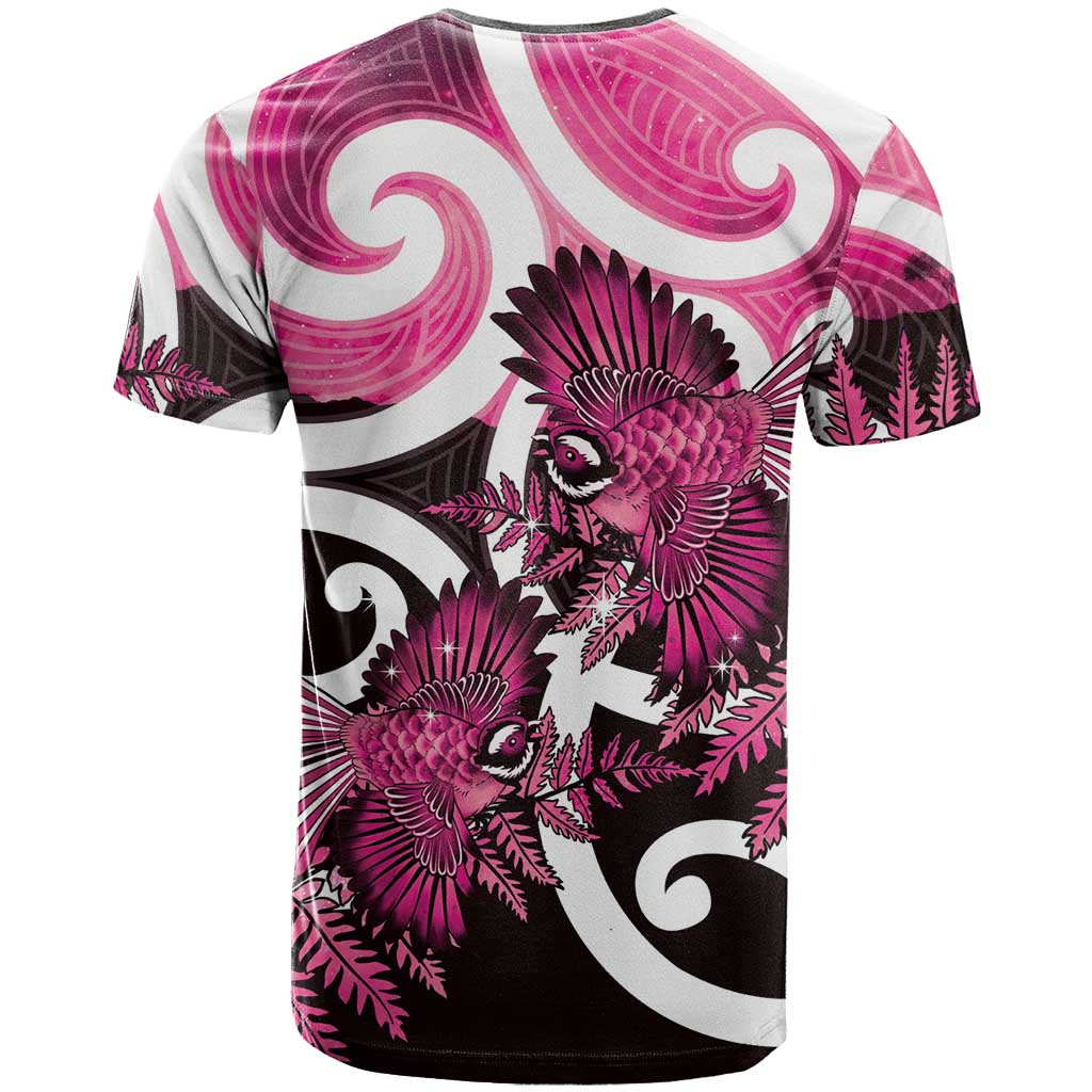 Piwakawaka New Zealand Matariki T Shirt Maori New Year Silver Fern Pink Galaxy LT14 - Polynesian Pride