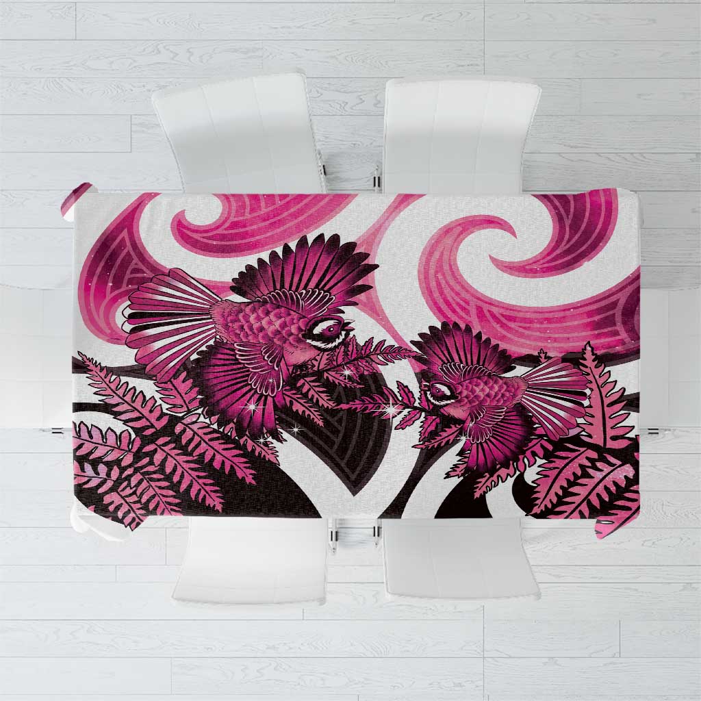 Piwakawaka New Zealand Matariki Tablecloth Maori New Year Silver Fern Pink Galaxy LT14 Pink - Polynesian Pride
